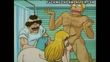 Blonde anime chick rides cock before BDSM
